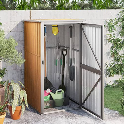 Camerina Kleine GartenhäUser Unterstand Gerätehaus Braun 88x89x161 cm Verzinkter Stahl Metall GeräTehaus