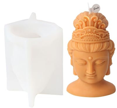 JS MOLD Molde de silicona de Buda, molde de silicona 3D, molde de silicona de Buda, molde para velas de aromaterapia, para yeso, cera de soja, resina epoxi, artesanía (03#)