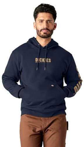 Dickies Uomo, Pullover in pile con stampa grafica DWR, NERO SCURO, XL