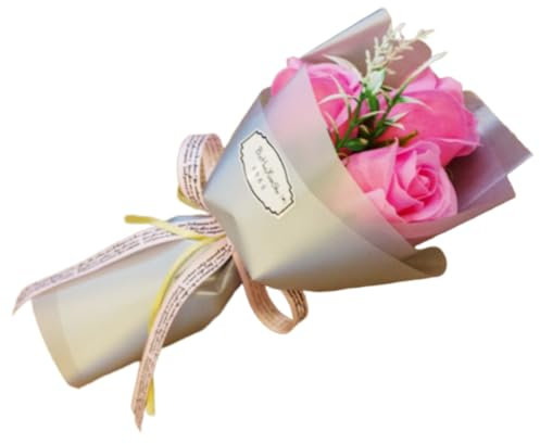 3 Köpfe Seifen Rose – Flora-Duftseife Rosenblüten Rosestrauß Rose Seife – pflanzliche ätherische Ölseife, Geschenk für Jahrestag/Geburtstag/Hochzeit/Valentinstag/Muttertag Rosa
