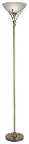 Licht-Erlebnisse Stehleuchte Glas Metall 179 cm hoch groß E27 in Messing Antik Weiß Jugendstil Stehlampe Wohnzimmer Deckenfluter