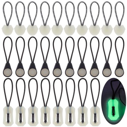 WEBEEDY 30 Stück Leuchtender Reißverschluss-Ersatz Grün Leuchtet Im Dunkeln Reißverschluss-Puller, Laschenkopf, Abnehmbare Reißverschluss-Reparatur Für Camping, Zelt, Gepäck