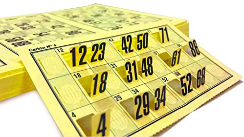 Genérico 318 Cartones de Números Troquelados para Bingo Tradicional de 90 Bolas (Amarillo)