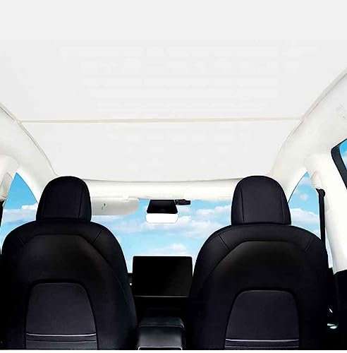 LDKHL Parasol para Techo Solar, Placa de sombreado, protección Solar, Aislamiento térmico, Red de Parasol encriptada Adecuada para Tesla Model3,Creamy-White