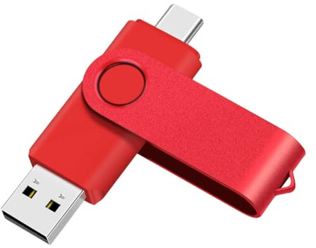 Yaxiny Clé USB C 16 Go OTG, USB 3.0 et Type C Flash Drive, Mémoire Stick pour Smartphone Android, Métal Rouge