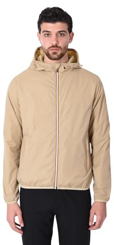 Veste d'été pour homme avec capuche coupe-vent imperméable légère, beige, L