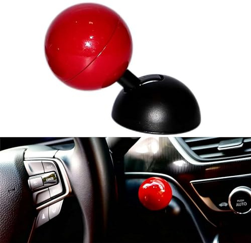 BBASILIYSD Auto-Start-Taste, Wippe, Ein-Knopf-Starthebel, Auto-Motor-Start-Stopp-Taste, Vollmetall/ABS-Kugelstange, Auto-Startknopf, Starterabdeckung, dekoratives Zubehör (rot)