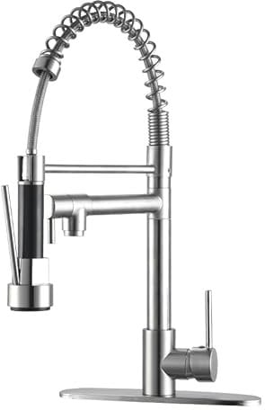 WAWJN Grifo de cocina de acero inoxidable con cabezal pulverizador de tracción y doble boquilla elástica para caravana, granja y camping: ojal para fregadero de cocina (cepillado)