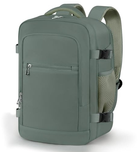 BAHIWOM Handgepäck Rucksack 40x20x25 für Ryanair, 20L Reiserucksack mit 14 Zoll Laptopfach, Trolley Sleeve, Unter Sitz Flugzeug Kabinentasche für Geschäftsreisen, City-Commute, Grün