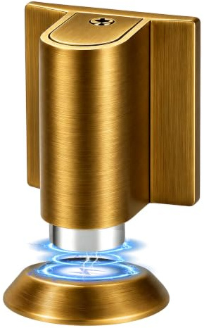 3 Pack Magnetic Door Stopper Floor Mount, No Drilling Adhesive Door Holder, Retractable Magnetic Door Stop, Keep Door Open, Windproof Door Catch for Home, Pet and Renters, Antique Brass