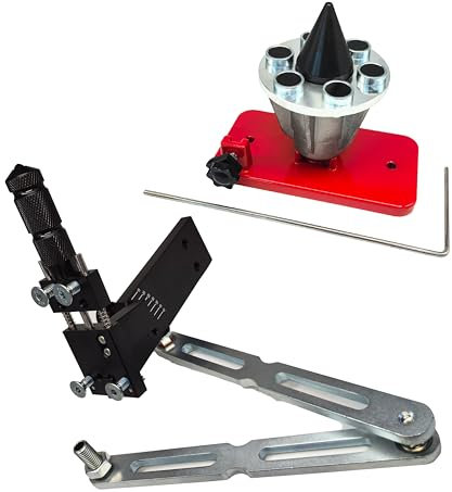 LAMBIS Lawn Mower Blade Sharpener and Balancer, Magnetic Wall Mount, Black and Red