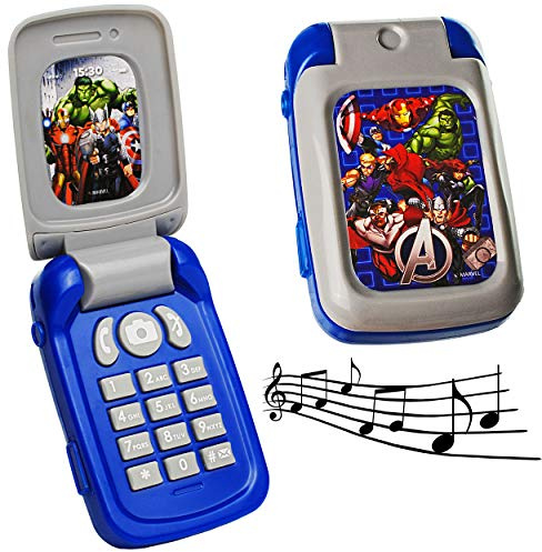 alles-meine.de GmbH Handy mit Sound - the Avenger - für Kinder/Auto - elektrisches Kinderhandy - Klapphandy Telefon - Lernhandy/Kindertelefon zum Aufklappen - Spielzeug M..