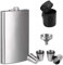 DEANKEJI Hip Flask Large U Shape Stainless Steel 12oz Portable Flask with Funnel, Cup and Leather Wine Glass Holder for Mountaineering, Travel and Camping