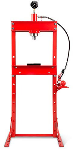 EBERTH Presse hydraulique d'atelier 20T avec manomètre, réglable en 8 positions, hauteur de travail 1035 mm, largeur de travail 520 mm, hauteur totale 1670 mm, 2 mâchoires d'appui, vérin hydraulique