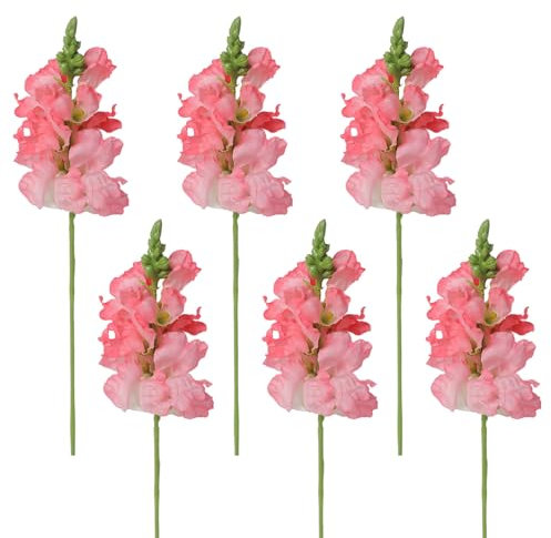 ZHDOKA Künstliche Hyazinthen-Blumen, 40,6 cm, 6 Stück, Künstliche Hyazinthen, Kunstblumen, Langer Stiel, Blumenstrauß, Große Künstliche Antirrhinum-Löwenmaul-Blumenzweige für (A)