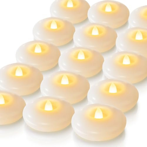 Homemory Paquete de 24 velas flotantes LED sin llama de 3 pulgadas, impermeables, 200 horas, funciona con pilas, para jarrones cilíndricos, centros de mesa en decoración de bodas, piscina, exteriores