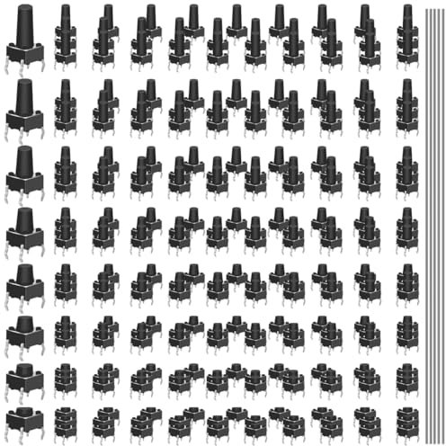 240PCS 4 Pin Momentary Tactile Tact Push Button Switch 6 x 6 x 4.3mm 5mm 6mm 7mm 8mm 9mm 10mm 11mm Micro Momentary Tact Switch Mini Switch Assortment Kit with Solder Wire for PCB Breadboard
