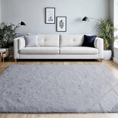 BEIMO Hochflor Teppich Flauschig Grau Teppich Wohnzimmer 200x280 Teppiche Schlafzimmer Anti-Rutsch Bettvorleger Teppiche Weich rutschfest für Kinderzimmer