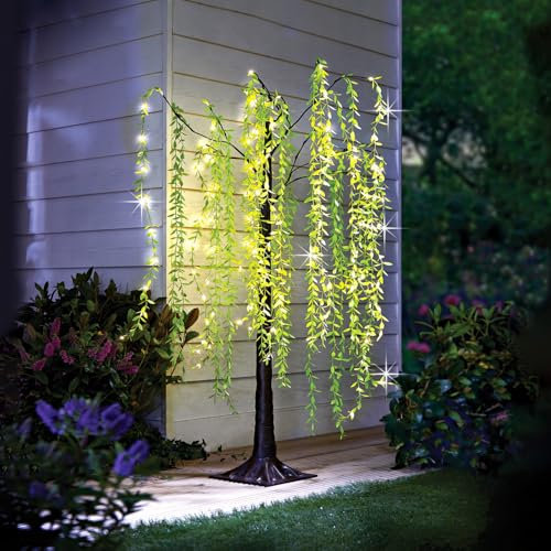 3 PAGEN® Solar Lichterbaum für den Garten, Solar Deko Weidenbaum Garten groß mit 120 LEDs warmweiß, XL-Solar-Lichterbaum, Gartendekoration Solarbetrieben, Solar Gartenleuchten H 150 cm