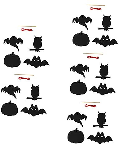 NUOBESTY 5 Sätze Halloween Kratzbilder Kinder Bildung Spielzeug DIY Kunstmaterialien