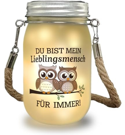 speecheese Solarlicht Zwei niedliche Eulen Lieblingsmensch Gartenleuchte | mit Spruch für Naturliebhaber