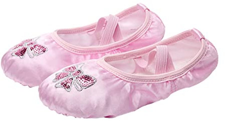 LIFKOME Scarpe da Ballo in Raso per Ragazze Suola Antiscivolo E Nastro Elastico Adatte per Yoga E Danza Taglia 34