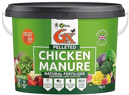 Pelleted Chicken Manure Fertiliser - 100% Natural Organic Plant Food for Flowers, Lawns, Vegetables & Pots | Rich in Nutrients (Pelleted Chicken Manure Fertiliser 7Kg)