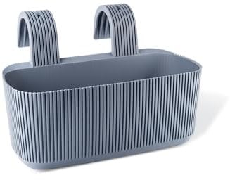 Konzept 11 - Fioriera per balcone con supporto, 11,5 x 29 x 19 cm, fioriera da appendere al balcone, set di fioriere con supporti per fiori e piante (blu)