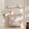 UEV Buffet Bas à 2 Portes, Meuble de Rangement, Étagère Réglable à 3 Positions, Poignée Cachée, Motif de Nuage, pour Cuisine, Salle à Manger, Salon, Chambre, 80 x 40 x 77 cm, Rose
