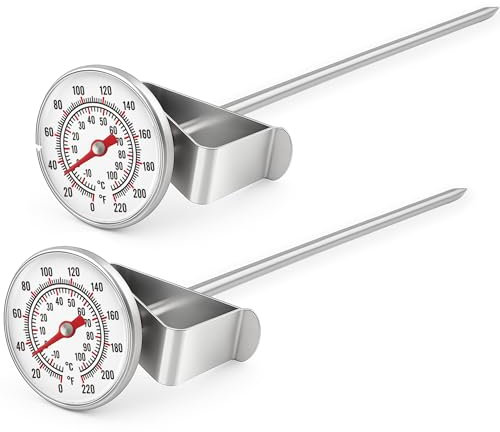 Innoteck Essentials Frothing Thermometer 15.5 cm - Stainless Steel - with Clip Attachment - Instant Read and Accurate Catering Temperature - Ideal for Coffee, Milk and Liquid Frothing Pack of 2