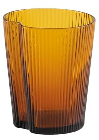 Zafferano Handy Becher Geriffelte Bunte Trinkgläser 6er Set, Bunte Wassergläser 335 ml, Bernsteingelb, Stapelbar, Spülmaschinenfest