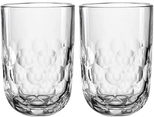 LEONARDO HOME GOCCE Latte Macchiato Glas • 2 Stück • 390 ml • Matchaglas • Spülmaschinengeeignet • Tropfenstruktur • Eiskaffee • Transparent • Klares Design • Kaffeebecher • 055187