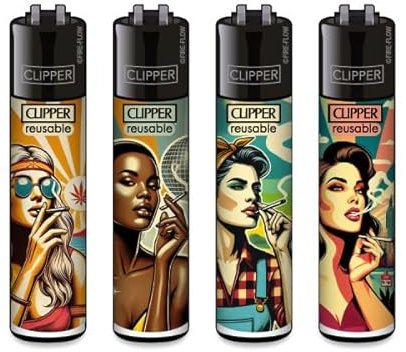 Clipper Feuerzeug 4er Set - FFX Collection (FFX 420 Vintage Girls)