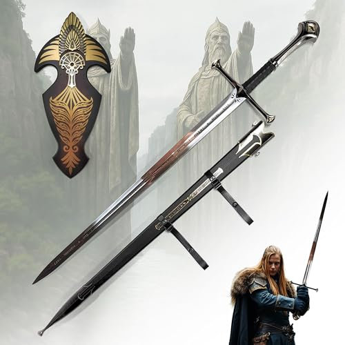 Anduril Schwert Replik mit Scheide und Wandhalterung – Herr der Ringe inspiriertes Sammlerschwert – Hochwertige Nachbildung für Dekoration, Fans & Geschenkideen
