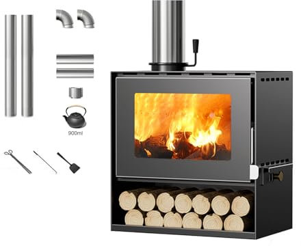 Cast Iron Wood Burning Stove - Multi Fuel Log Burner for Indoor and Outdoor Heating and Camping