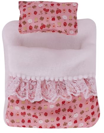KKTONGXI Plüsch Zubehör für 17 cm Puppenschlafsack + Kopfkissen im floralen Stil Puppen Zubehör Puppenzubehör Enthalten Kissen Spitzenumrandung Geschenke für kleine Mädchen
