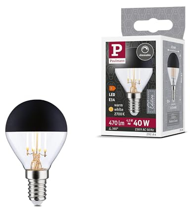 Paulmann 29264 Modern Classic Edition Standard 230V LED Tropfen Kopfspiegel E14 470lm 4,5W 2700K dimmbar Kopfspiegel Schwarz matt