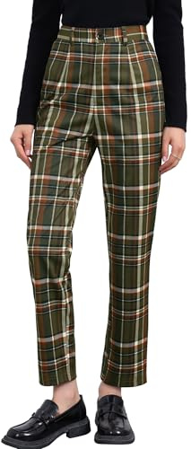 Allegra K Plaid Cropped Trousers - Plaid - Femme