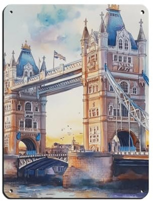 Tower Bridge London Art Blechschild, Vintage, Metall, Pub, Club, Café, Bar, Zuhause, Wandkunst, Dekoration, Poster, Retro, 30 x 40 cm