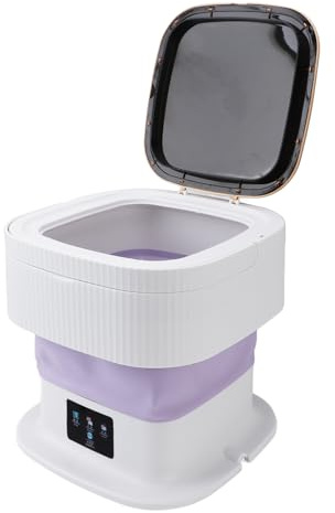 Denash Lavadora Portátil Mini Lavadora de Ropa de Gran Capacidad de 11,5 L con Pantalla Táctil, Diseño de Tubería Oculta, Tecnología de Turbina para Ropa Interior, con Tubo de (Enchufe de la UE)