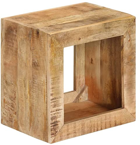 HETFTJN Table d'appoint en bois massif - 40 x 30 x 40 cm - En bois de manguier avec finition naturelle - Design moderne - Petite table basse pour salon, balcon, camping, extérieur et jardin