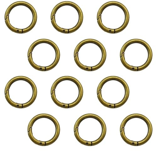 BCHMN 12 Stück Karabiner Rund Federringe 23mm, Bronze Antik Karabinerringe für Handtaschen, Schlüsselanhänger und DIY Basteln, Taschenringe mit Federverschluss, O-Ring Metallringe