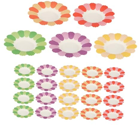 PACKOVE 50pezzi Piatti di Carta Floreali Usa e Getta per Feste e Picnic Piatto Leggero e Resistente per Dessert Biscotti e Frutta Design Fiore per Eventi e Compleanni Colore Casuale