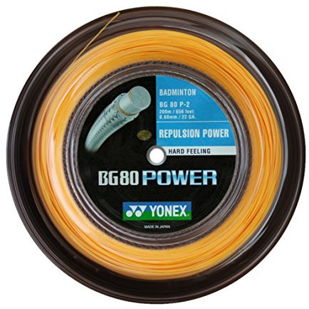 YONEX Saiten fur Badmintonschlager BG80 Power, 200 m Reel, Color- Orange