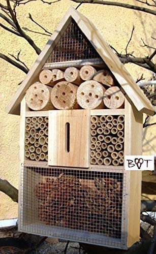 Insektenhotel groß, BTV natur hell, Insektenkasten, farbige Nistkästen Holz für Insekten, als Ergänzung zum Meisen Nistkasten, Meisenkasten oder zum Vogelhaus - grosses Insektenhotel, Insektenhotels, Futterhäuser, Vogelfutterhaus,Futterstation für Vögel Insektenhäuschen - ökologische biologische natürliche Blattlausbekämpfung - I- Tolle Farbwahl Marienkäferhaus Marienkäfer Marienkäferkasten Schmetterlingshaus Schmetterlinge Gartendeko