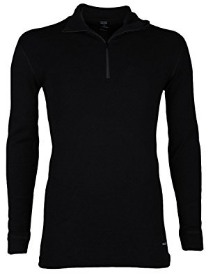 Dilling Merino Langarmshirt für Herren - mit Reißverschluss Schwarz M
