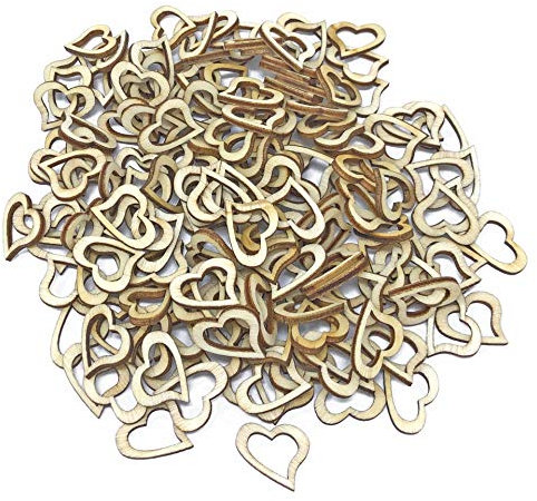 15 mm offene Herzen aus Holz im Shabby-Chic-Stil, für Sammelalben, Vintage-Konfetti-Herzen (100 Stück)