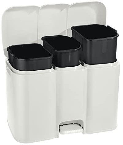 keeeper Tontarelli - Cubo de Reciclaje Patty3 Con Tres Compartimentos y Cubos Extraíbles, Color Blanco, 1500 ml, 3 compartimentos