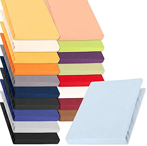 aqua-textil Pur 2er Set Jersey Spannbettlaken 90x200-100x220 cm Aqua blau Wasserbett Boxspringbett 160g/qm Mako Baumwolle