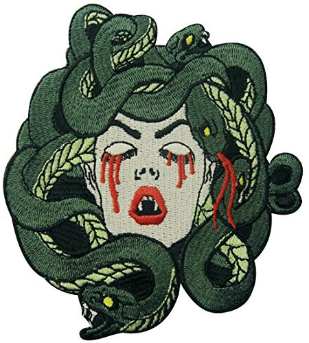 ZEGINs Der Bleedings Medusa Aufnäher, 10.2 x 10.9 cm, Quadratisch, Embroidered Patch, Patch, Aufnäher